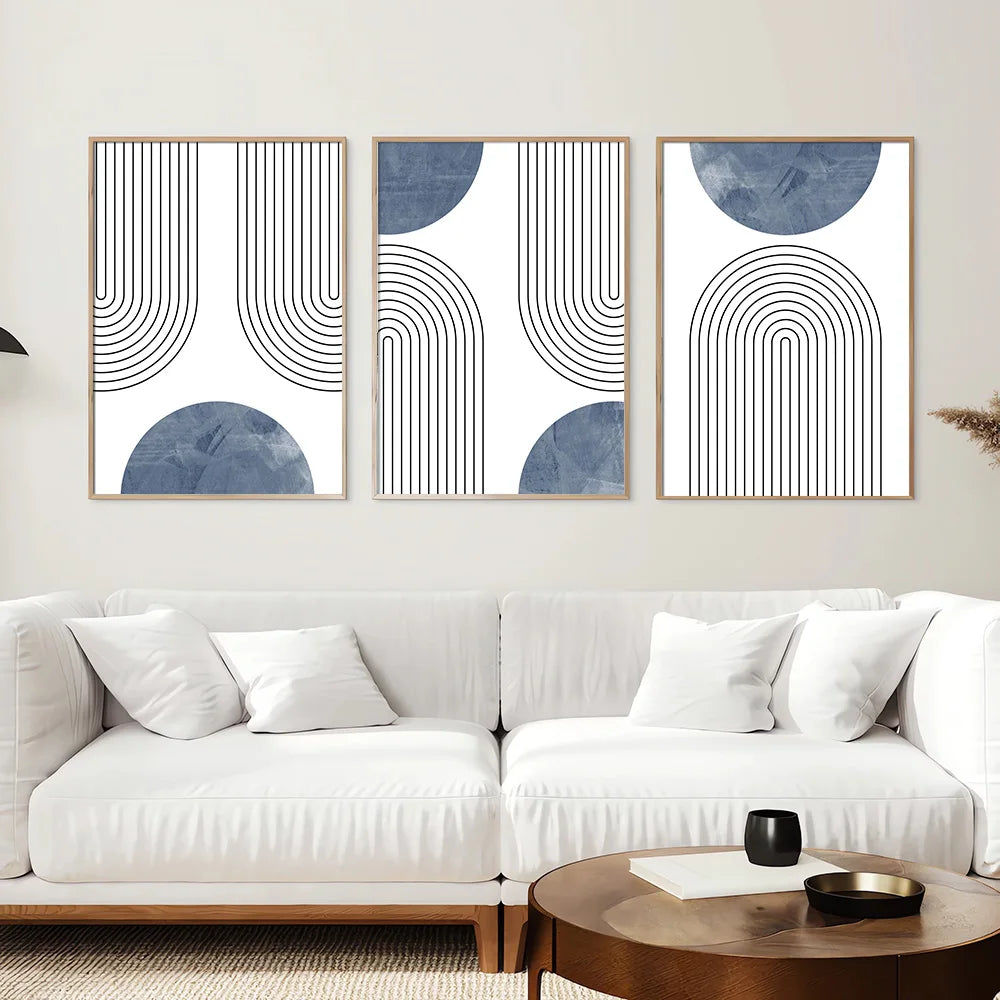 Indigo Archs - 3 Piece Wall Art Set