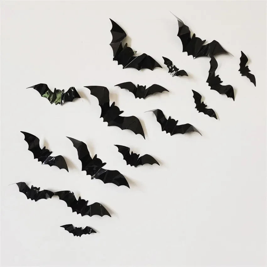 16pcs Halloween 3D black bat