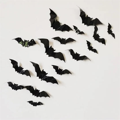 16pcs Halloween 3D black bat