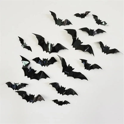 16pcs Halloween 3D black bat