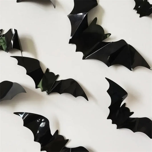 16pcs Halloween 3D black bat