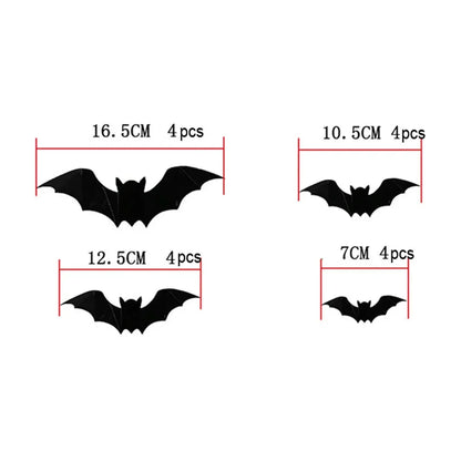 16pcs Halloween 3D black bat