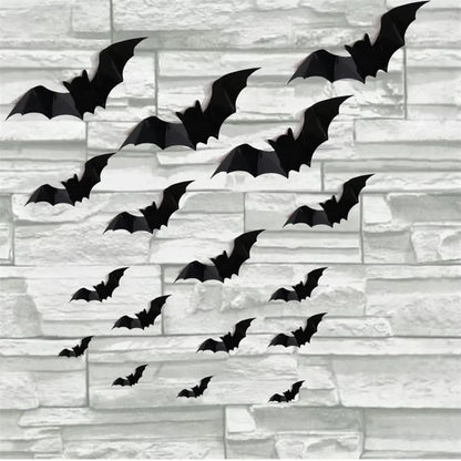 16pcs Halloween 3D black bat