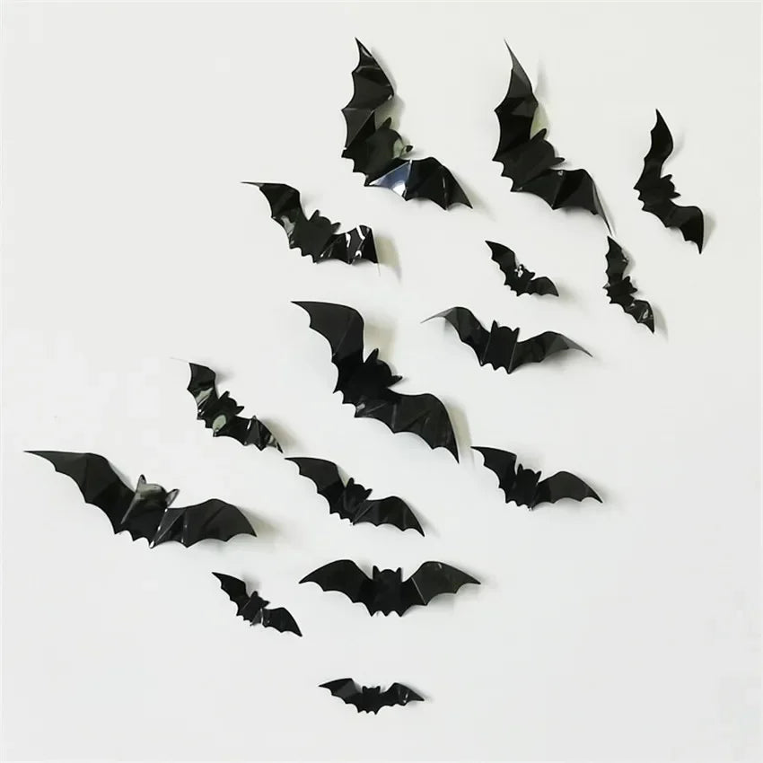 16pcs Halloween 3D black bat