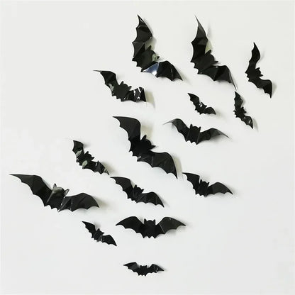 16pcs Halloween 3D black bat